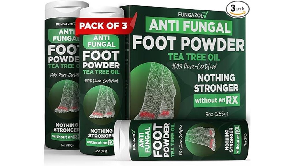 antifungal foot powder packaged three