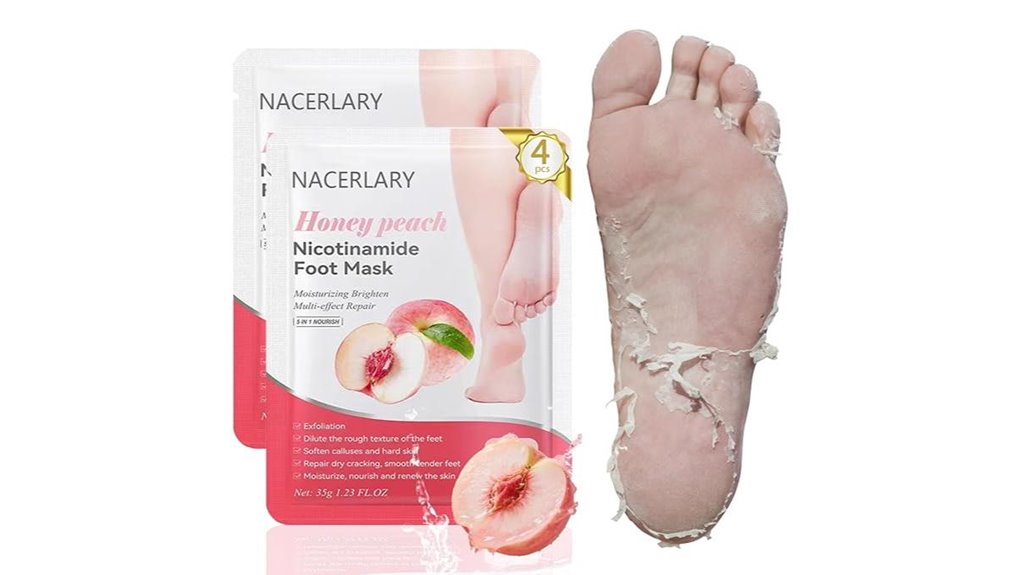 four pack peach scented exfoliating masks