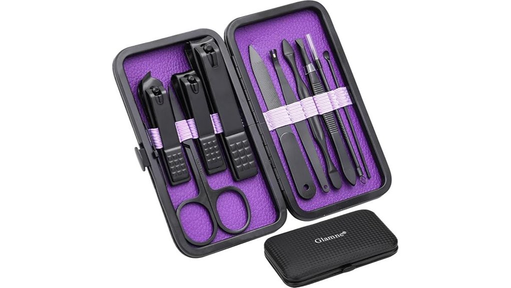 professional manicure set with leather case